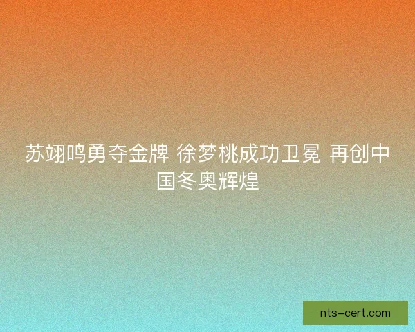 苏翊鸣勇夺金牌 徐梦桃成功卫冕 再创中国冬奥辉煌