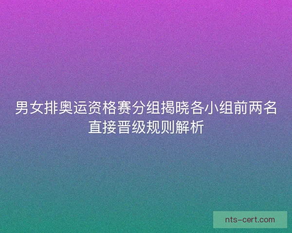 男女排奥运资格赛分组揭晓各小组前两名直接晋级规则解析 男女排奥运资格赛分组揭晓各小组前两名直接晋级规则解析