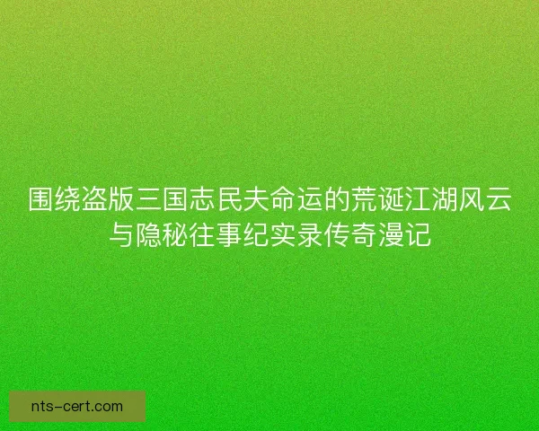 围绕盗版三国志民夫命运的荒诞江湖风云与隐秘往事纪实录传奇漫记 围绕盗版三国志民夫命运的荒诞江湖风云与隐秘往事纪实录传奇漫记